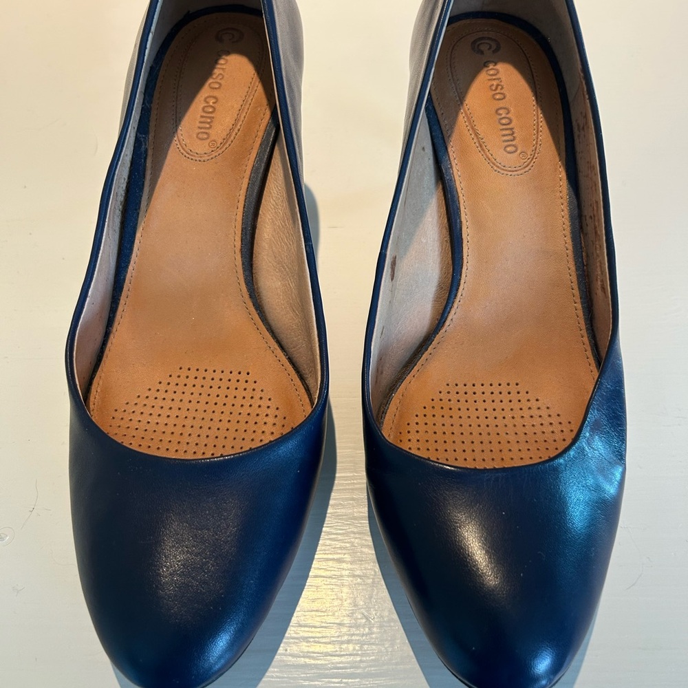 Corso Como Navy Leather Heels